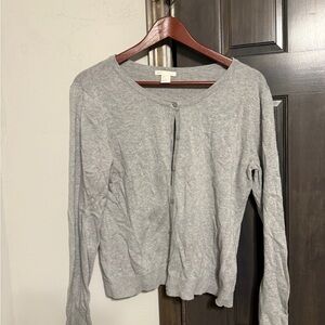 Gray Button-Up Cardigan, 100% cotton